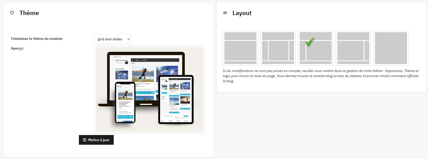 Configuration du thème PrestaBlog