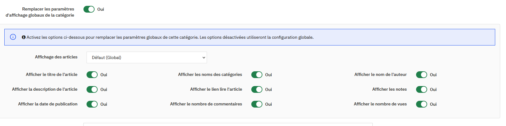 Personnaliser une catégorie