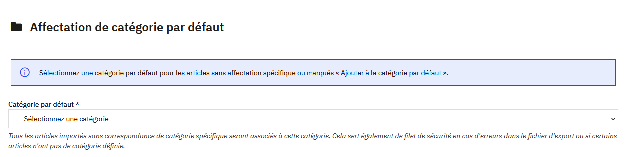 Affectation de catégorie par défaut