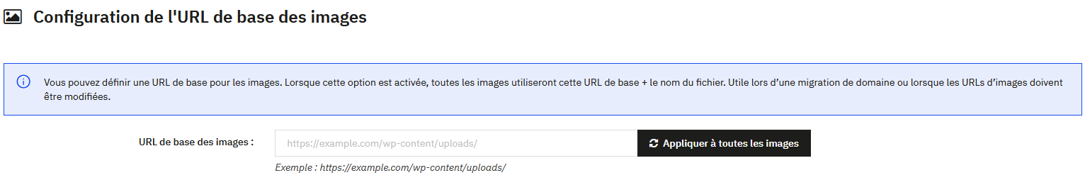 Configuration de l'URL de base des images