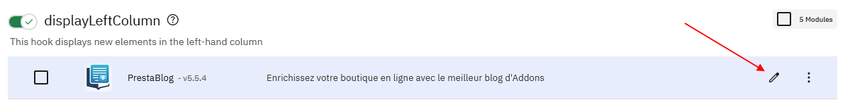 Modifier la position displayLeftColumn du module PrestaBlog