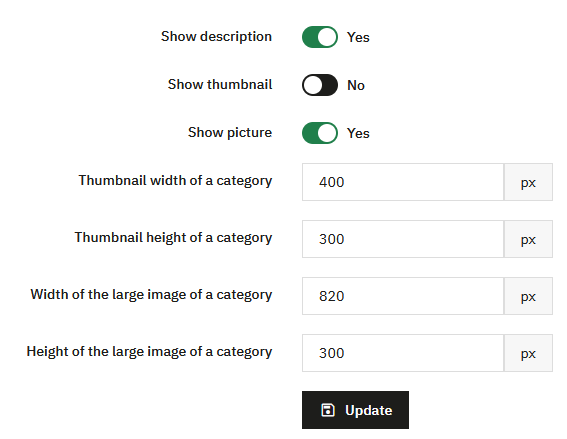 Top of category first page