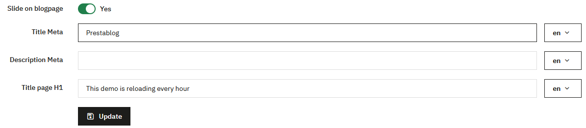 Blog homepage configuration