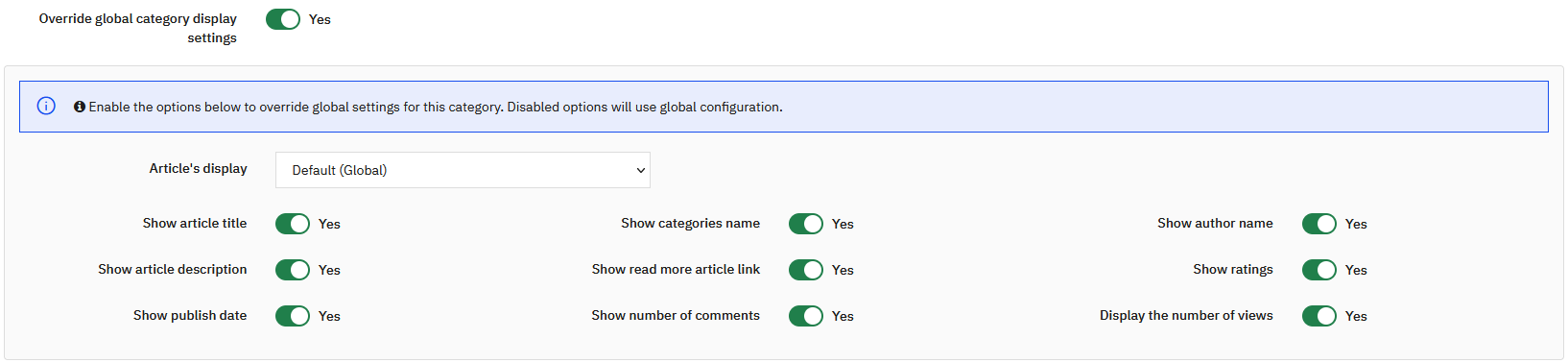 Replacing global display settings