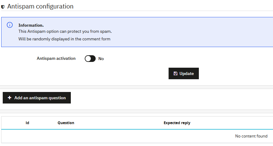 Anti-spam configuration