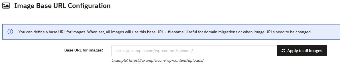 Image base URL configuration