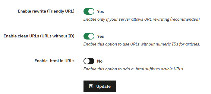 URL Configuration (rewrite)