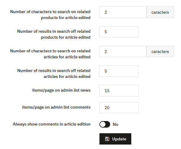 Administration global configuration